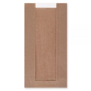 Torba papierowa szara okno 330x150x70